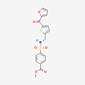 molecular formula C18H15NO6S2 B2866708 4-(N-((5-(呋喃-2-羰基)噻吩-2-基)甲基)磺酰氨基)苯甲酸甲酯 CAS No. 1797547-23-9