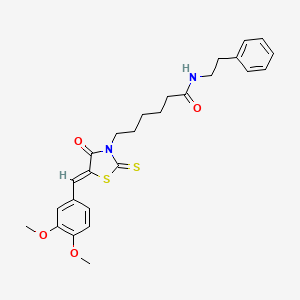 molecular formula C26H30N2O4S2 B2866713 (Z)-6-(5-(3,4-二甲氧基苄叉)-4-氧代-2-硫代噻唑烷-3-基)-N-苯乙基己酰胺 CAS No. 613225-58-4