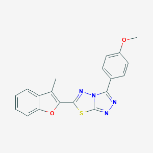 molecular formula C19H14N4O2S B286672 Methyl 4-[6-(3-methyl-1-benzofuran-2-yl)[1,2,4]triazolo[3,4-b][1,3,4]thiadiazol-3-yl]phenyl ether 