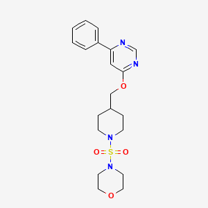 molecular formula C20H26N4O4S B2866721 4-[4-[(6-Phenylpyrimidin-4-yl)oxymethyl]piperidin-1-yl]sulfonylmorpholine CAS No. 2380070-72-2