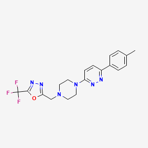 molecular formula C19H19F3N6O B2866722 2-[[4-[6-(4-Methylphenyl)pyridazin-3-yl]piperazin-1-yl]methyl]-5-(trifluoromethyl)-1,3,4-oxadiazole CAS No. 2380096-97-7