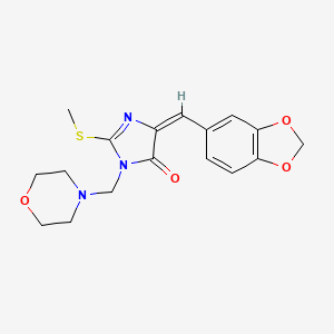 molecular formula C17H19N3O4S B2866727 5-(1,3-benzodioxol-5-ylmethylene)-2-(methylsulfanyl)-3-(morpholinomethyl)-3,5-dihydro-4H-imidazol-4-one CAS No. 865659-82-1