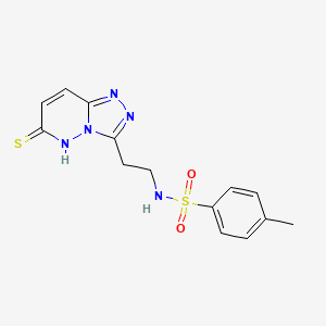 molecular formula C14H15N5O2S2 B2866730 N-(2-(6-mercapto-[1,2,4]triazolo[4,3-b]pyridazin-3-yl)ethyl)-4-methylbenzenesulfonamide CAS No. 1286712-79-5