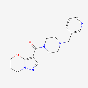 molecular formula C17H21N5O2 B2866733 (6,7-二氢-5H-吡唑并[5,1-b][1,3]恶嗪-3-基)(4-(吡啶-3-基甲基)哌嗪-1-基)甲苯酮 CAS No. 1428374-21-3