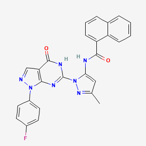 molecular formula C26H18FN7O2 B2866736 N-(1-(1-(4-fluorophenyl)-4-oxo-4,5-dihydro-1H-pyrazolo[3,4-d]pyrimidin-6-yl)-3-methyl-1H-pyrazol-5-yl)-1-naphthamide CAS No. 1020488-28-1