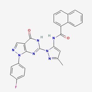 molecular formula C26H18FN7O2 B2866736 N-(1-(1-(4-氟苯基)-4-氧代-4,5-二氢-1H-吡唑并[3,4-d]嘧啶-6-基)-3-甲基-1H-吡唑-5-基)-1-萘甲酰胺 CAS No. 1020488-28-1