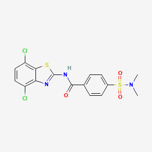 molecular formula C16H13Cl2N3O3S2 B2866739 N-(4,7-dichloro-1,3-benzothiazol-2-yl)-4-(dimethylsulfamoyl)benzamide CAS No. 862807-41-8