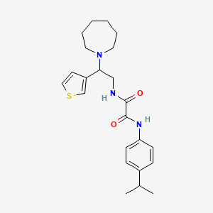 molecular formula C23H31N3O2S B2866740 N1-(2-(氮杂环戊-1-基)-2-(噻吩-3-基)乙基)-N2-(4-异丙基苯基)草酰胺 CAS No. 946248-66-4