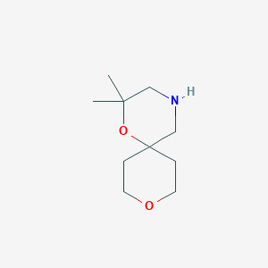 molecular formula C10H19NO2 B2866744 2,2-二甲基-1,9-二氧杂-4-氮杂螺[5.5]十一烷 CAS No. 1490727-81-5