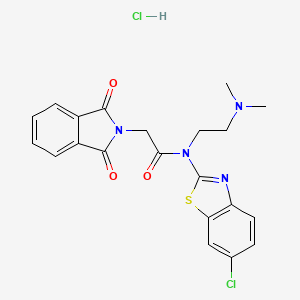 molecular formula C21H20Cl2N4O3S B2866760 N-(6-chlorobenzo[d]thiazol-2-yl)-N-(2-(dimethylamino)ethyl)-2-(1,3-dioxoisoindolin-2-yl)acetamide hydrochloride CAS No. 1215529-76-2