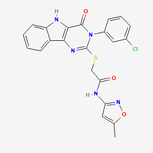 2-((3-(3-chlorophenyl)-4-oxo-4,5-dihydro-3H-pyrimido[5,4-b]indol-2-yl)thio)-N-(5-methylisoxazol-3-yl)acetamide