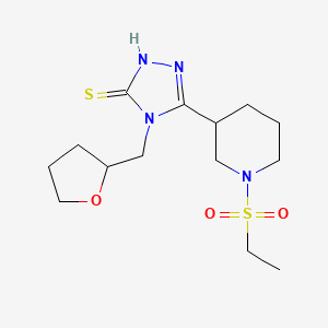 molecular formula C14H24N4O3S2 B2866762 5-[1-(ethylsulfonyl)piperidin-3-yl]-4-(tetrahydrofuran-2-ylmethyl)-4H-1,2,4-triazole-3-thiol CAS No. 932918-86-0