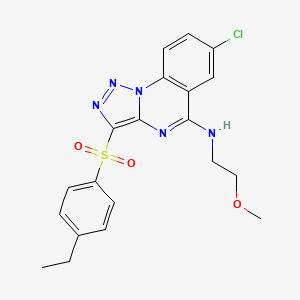 molecular formula C20H20ClN5O3S B2866765 7-chloro-3-((4-ethylphenyl)sulfonyl)-N-(2-methoxyethyl)-[1,2,3]triazolo[1,5-a]quinazolin-5-amine CAS No. 904582-36-1