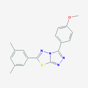 molecular formula C18H16N4OS B286677 4-[6-(3,5-Dimethylphenyl)[1,2,4]triazolo[3,4-b][1,3,4]thiadiazol-3-yl]phenyl methyl ether 