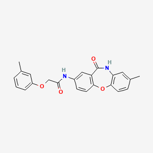 molecular formula C23H20N2O4 B2866771 N-(8-methyl-11-oxo-10,11-dihydrodibenzo[b,f][1,4]oxazepin-2-yl)-2-(3-methylphenoxy)acetamide CAS No. 922083-78-1