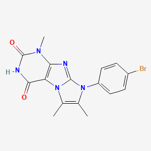molecular formula C16H14BrN5O2 B2866775 8-(4-Bromophenyl)-1,6,7-trimethyl-1,3,5-trihydro-4-imidazolino[1,2-h]purine-2, 4-dione CAS No. 879471-39-3