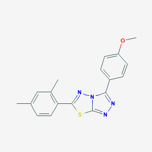 molecular formula C18H16N4OS B286678 4-[6-(2,4-Dimethylphenyl)[1,2,4]triazolo[3,4-b][1,3,4]thiadiazol-3-yl]phenyl methyl ether 