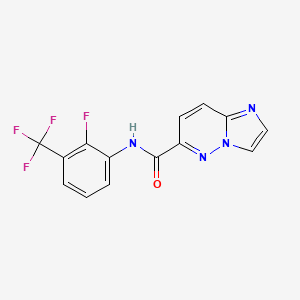 molecular formula C14H8F4N4O B2866784 N-[2-fluoro-3-(trifluoromethyl)phenyl]imidazo[1,2-b]pyridazine-6-carboxamide CAS No. 2415564-18-8