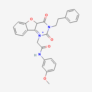 2-[4,6-dioxo-5-(2-phenylethyl)-8-oxa-3,5-diazatricyclo[7.4.0.0^{2,7}]trideca-1(9),2(7),10,12-tetraen-3-yl]-N-(3-methoxyphenyl)acetamide
