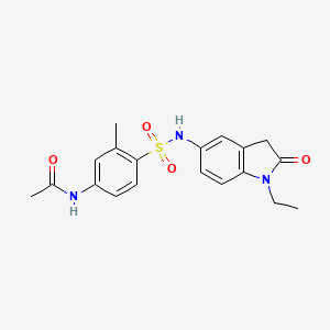 molecular formula C19H21N3O4S B2866787 N-(4-(N-(1-ethyl-2-oxoindolin-5-yl)sulfamoyl)-3-methylphenyl)acetamide CAS No. 921861-58-7