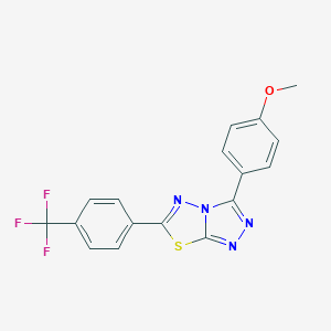 molecular formula C17H11F3N4OS B286679 Methyl 4-{6-[4-(trifluoromethyl)phenyl][1,2,4]triazolo[3,4-b][1,3,4]thiadiazol-3-yl}phenyl ether 