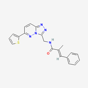 molecular formula C20H17N5OS B2866795 (E)-2-methyl-3-phenyl-N-((6-(thiophen-2-yl)-[1,2,4]triazolo[4,3-b]pyridazin-3-yl)methyl)acrylamide CAS No. 2035019-26-0