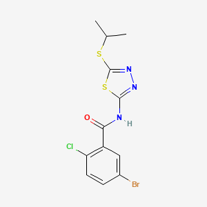 molecular formula C12H11BrClN3OS2 B2866798 5-溴-2-氯-N-(5-(异丙基硫)-1,3,4-噻二唑-2-基)苯甲酰胺 CAS No. 391875-65-3