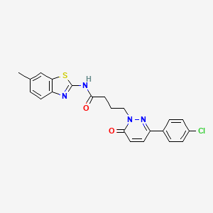 molecular formula C22H19ClN4O2S B2866799 4-(3-(4-氯苯基)-6-氧代哒嗪-1(6H)-基)-N-(6-甲基苯并[d]噻唑-2-基)丁酰胺 CAS No. 946321-10-4