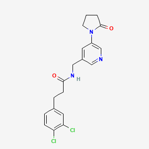 molecular formula C19H19Cl2N3O2 B2866802 3-(3,4-Dichlorophenyl)-N-[[5-(2-oxopyrrolidin-1-yl)pyridin-3-yl]methyl]propanamide CAS No. 2320578-00-3