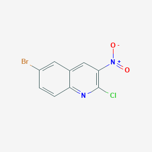 molecular formula C9H4BrClN2O2 B2866810 6-溴-2-氯-3-硝基喹啉 CAS No. 754990-23-3