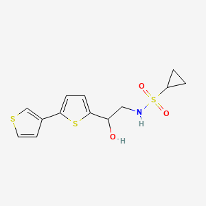 molecular formula C13H15NO3S3 B2866816 N-(2-([2,3'-联噻吩]-5-基)-2-羟乙基)环丙烷磺酰胺 CAS No. 2176270-54-3