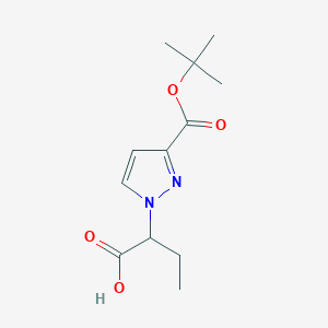 molecular formula C12H18N2O4 B2866820 2-[3-(tert-butoxycarbonyl)-1H-pyrazol-1-yl]butanoic acid CAS No. 1856042-74-4