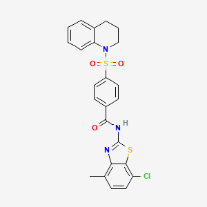 molecular formula C24H20ClN3O3S2 B2866824 N-(7-chloro-4-methylbenzo[d]thiazol-2-yl)-4-((3,4-dihydroquinolin-1(2H)-yl)sulfonyl)benzamide CAS No. 896675-91-5