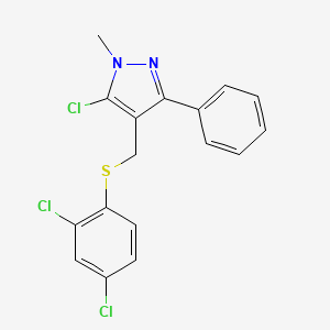 molecular formula C17H13Cl3N2S B2866826 5-氯-4-[(2,4-二氯苯基)硫烷基]-1-甲基-3-苯基-1H-吡唑 CAS No. 956502-14-0