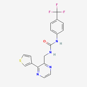 molecular formula C17H13F3N4OS B2866827 1-((3-(Thiophen-3-yl)pyrazin-2-yl)methyl)-3-(4-(trifluoromethyl)phenyl)urea CAS No. 2034426-37-2