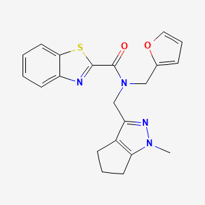 molecular formula C21H20N4O2S B2866829 N-(呋喃-2-基甲基)-N-((1-甲基-1,4,5,6-四氢环戊并[c]吡唑-3-基)甲基)苯并[d]噻唑-2-甲酰胺 CAS No. 1795478-39-5