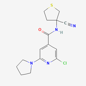 molecular formula C15H17ClN4OS B2866835 2-Chloro-N-(3-cyanothiolan-3-yl)-6-pyrrolidin-1-ylpyridine-4-carboxamide CAS No. 1385376-76-0