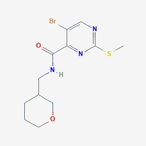 molecular formula C12H16BrN3O2S B2866837 5-bromo-2-(methylsulfanyl)-N-[(oxan-3-yl)methyl]pyrimidine-4-carboxamide CAS No. 2094528-95-5