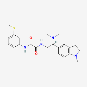 molecular formula C22H28N4O2S B2866841 N1-(2-(dimethylamino)-2-(1-methylindolin-5-yl)ethyl)-N2-(3-(methylthio)phenyl)oxalamide CAS No. 922116-48-1