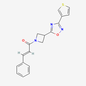 (E)-3-phenyl-1-(3-(3-(thiophen-3-yl)-1,2,4-oxadiazol-5-yl)azetidin-1-yl)prop-2-en-1-one