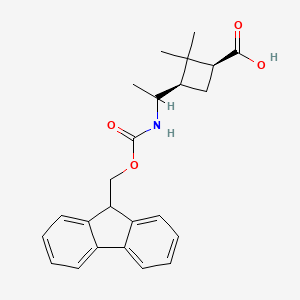 molecular formula C24H27NO4 B2866845 (1S,3R)-3-[1-(9H-Fluoren-9-ylmethoxycarbonylamino)ethyl]-2,2-dimethylcyclobutane-1-carboxylic acid CAS No. 2137439-72-4