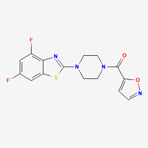 molecular formula C15H12F2N4O2S B2866847 (4-(4,6-二氟苯并[d]噻唑-2-基)哌嗪-1-基)(异恶唑-5-基)甲苯酮 CAS No. 919752-57-1