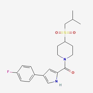 molecular formula C20H25FN2O3S B2866849 (4-(4-氟苯基)-1H-吡咯-2-基)(4-(异丁磺酰基)哌啶-1-基)甲苯酮 CAS No. 1797980-90-5