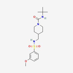 molecular formula C18H29N3O4S B2866850 N-(叔丁基)-4-((3-甲氧苯磺酰胺)甲基)哌啶-1-甲酰胺 CAS No. 1235013-11-2