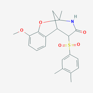 molecular formula C21H23NO5S B2866853 12-(3,4-二甲苯磺酰基)-6-甲氧基-9-甲基-8-氧杂-10-氮杂三环[7.3.1.0^{2,7}]十三-2,4,6-三烯-11-酮 CAS No. 1009554-72-6