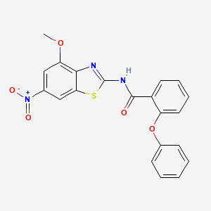 molecular formula C21H15N3O5S B2866863 N-(4-甲氧基-6-硝基-1,3-苯并噻唑-2-基)-2-苯氧基苯甲酰胺 CAS No. 361160-09-0