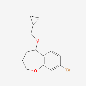 molecular formula C14H17BrO2 B2866869 8-Bromo-5-(cyclopropylmethoxy)-2,3,4,5-tetrahydro-1-benzoxepine CAS No. 2241131-25-7