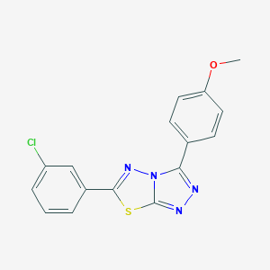 molecular formula C16H11ClN4OS B286687 6-(3-Chlorophenyl)-3-(4-methoxyphenyl)-[1,2,4]triazolo[3,4-b][1,3,4]thiadiazole 
