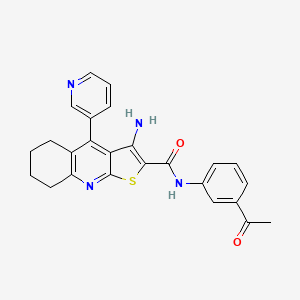 molecular formula C25H22N4O2S B2866898 N-(3-acetylphenyl)-3-amino-4-(pyridin-3-yl)-5,6,7,8-tetrahydrothieno[2,3-b]quinoline-2-carboxamide CAS No. 750617-05-1