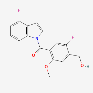 molecular formula C17H13F2NO3 B2866903 [5-Fluoro-4-(hydroxymethyl)-2-methoxyphenyl]-(4-fluoroindol-1-yl)methanone CAS No. 2413875-21-3